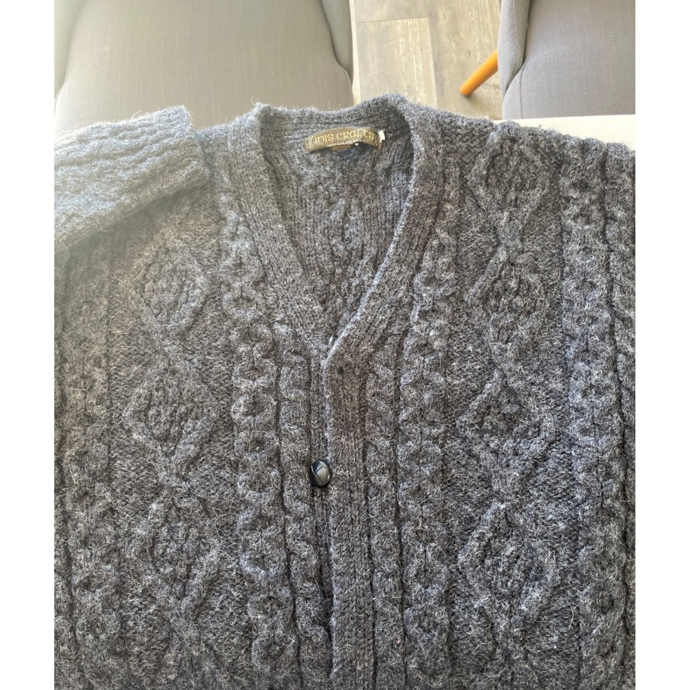 Inis‎ Crafts 100% Wool Cable Knit Cardigan Sweater Made in Ireland Women's